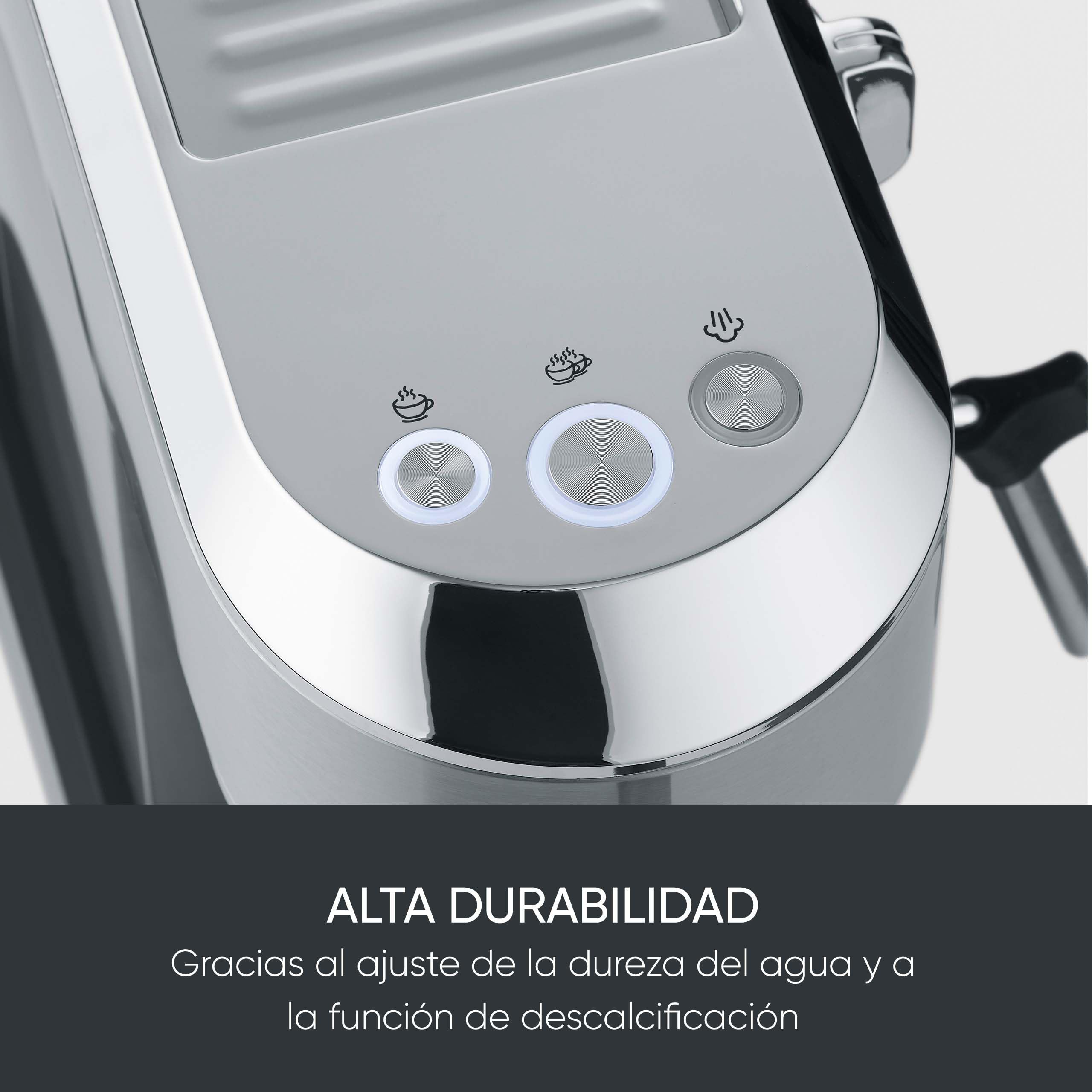 SEVERIN Cafetera espresso ‘Newspresa’, bomba ULKA de 20 bares, boquilla para espumar leche, depósito de agua de 1 litro, para una o dos tazas, color plata, acero inoxidable, 1350 W, KA 5997