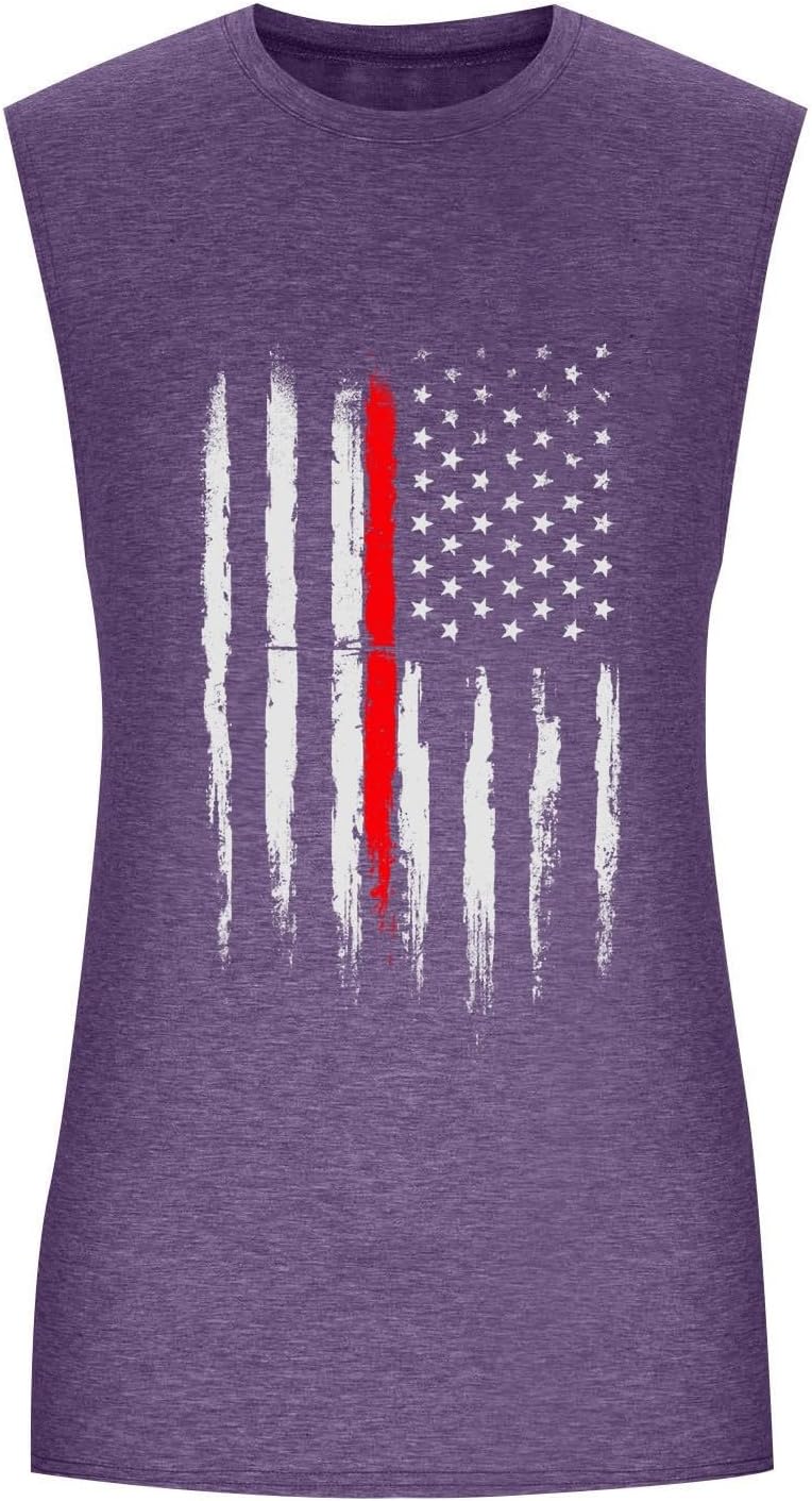WENKOMG1 Men's USA Tank Tops Sleeveless American Flag Print Summer Casual Gym Muscle Workout T-Shirt, M-3XL