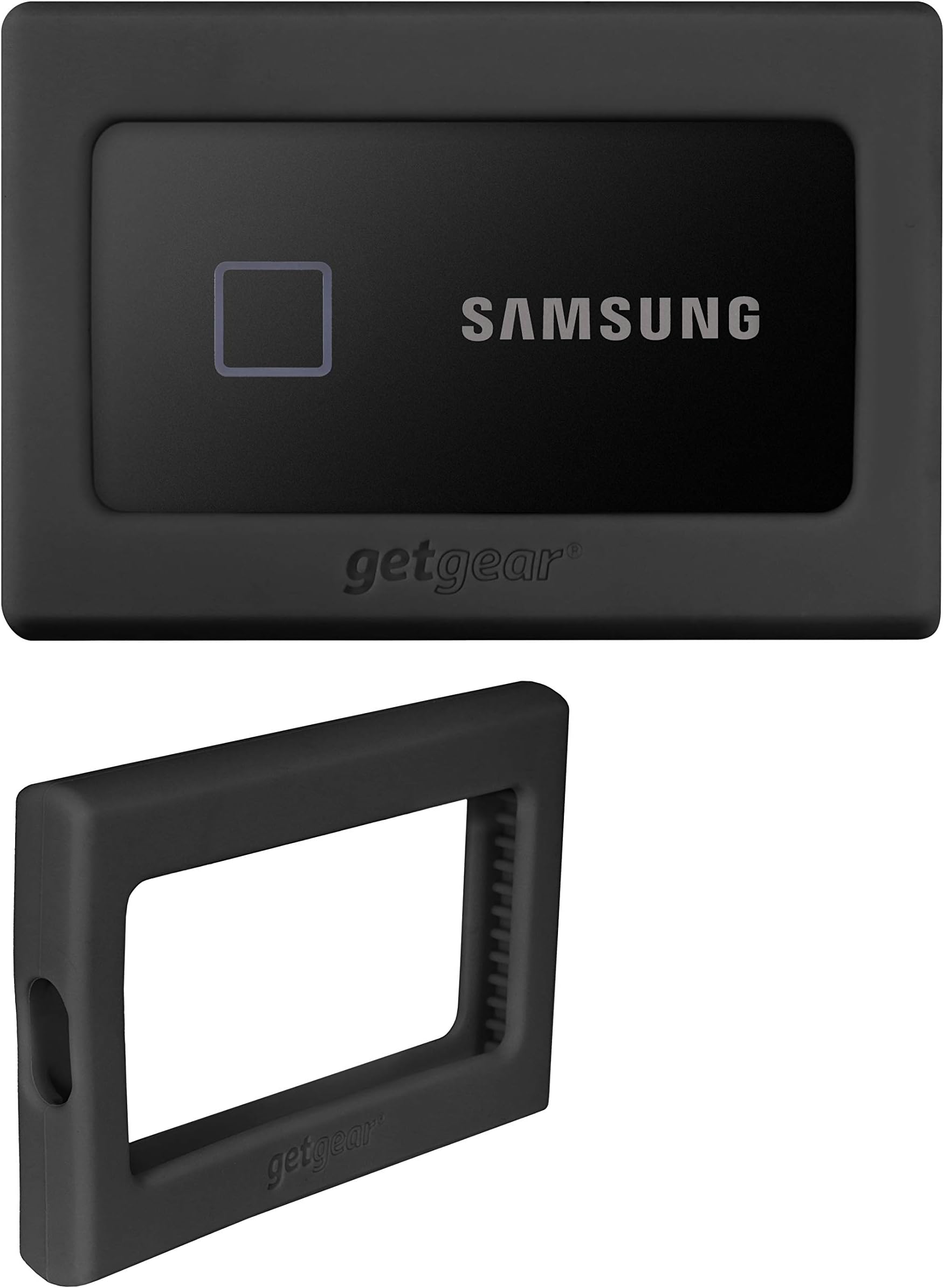 getgear Silicone Bumper for Samsung T7, T7 Touch Portable SSD - 1TB, 2TB, 500GB, USB 3.2, Strong-Shock Absorbing, Slip-Resistant- Black (Black)