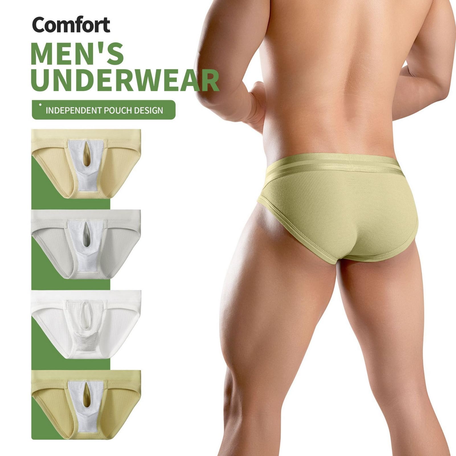 Ropa interior sexy transpirable para hombre, ropa interior con bolsa de separación