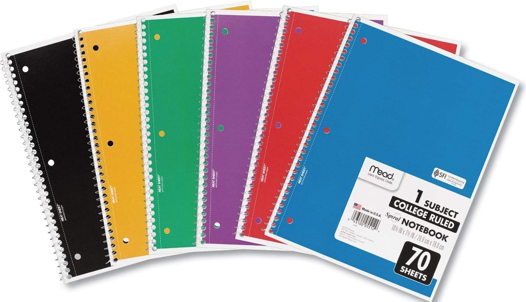 College Ruled Notebooks, 6 Pack
