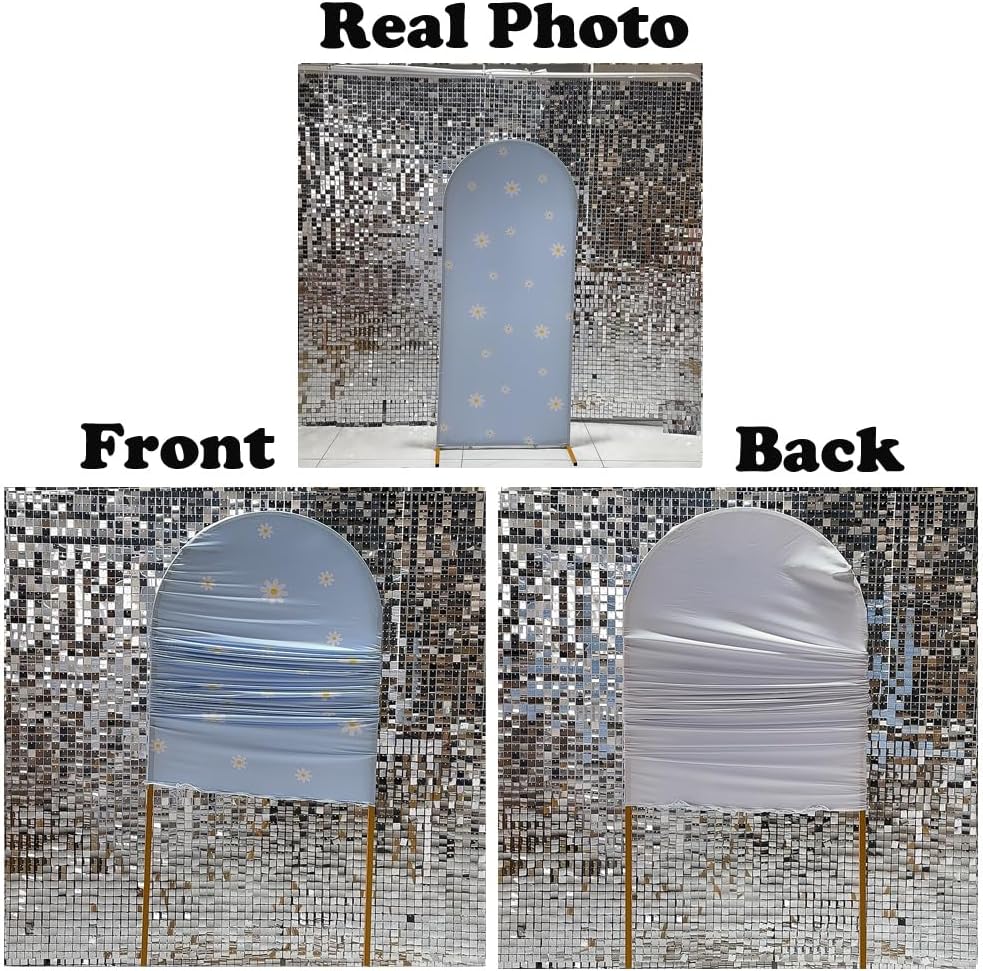 KONPON Blue Daisies Pattern Arch Backdrop Cover for Groovy Party Wedding Baby Shower Decorations Chiara Backdrops Arched Wall Frame Stands Covers Props