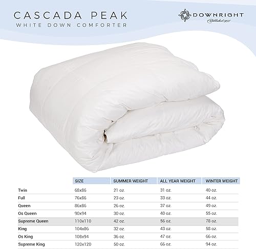 Miniatura 6 de Downright Cascada Peak - Edredón de plumón blanco de lujo  600 rellenos de potencia  100% algodón 300 hilos  78oz peso invierno  100%