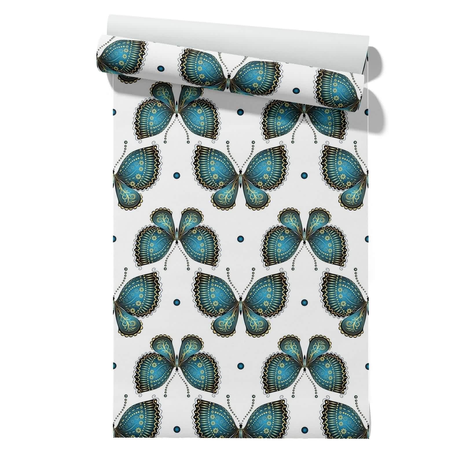 CEVAN Unusual Kitchen Wallpaper Foam Drawer Liner Butterfly Cute Cartoon Self Adhesive Floral Liners Decorative Contact Paper for Walls 45x300cm