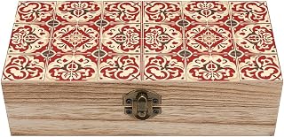 Wood Beautiful Pattern Keepsake Box Wooden Storage Box with Hinged Lid & Gold Buckle Rustic Memory Treasure Chest for Jewelry Craft Photo Letter Card Crystal Storage Wedding Bridal Shower Gift