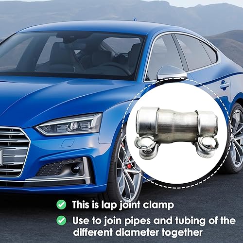 Miniatura 4 de Kingsea Stainless Steel Exhaust Pipe Fitting, Exhaust Sleeve, Connection Diameter 50 mm to 65 mm, Pipe Connector Exhaust Clamp