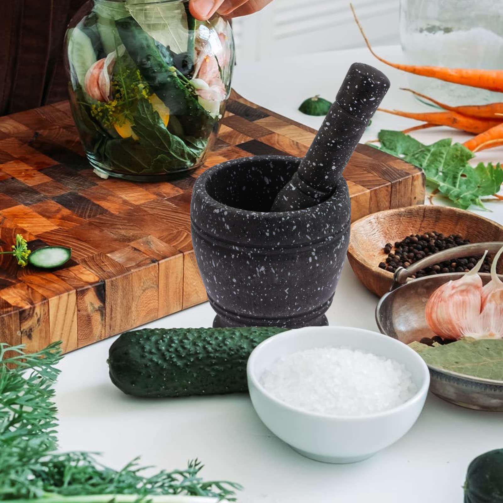 Zerodeko Practical Marble Pounding Tool Garlic Shredder Stone and Pestle for Cooking - Image 3