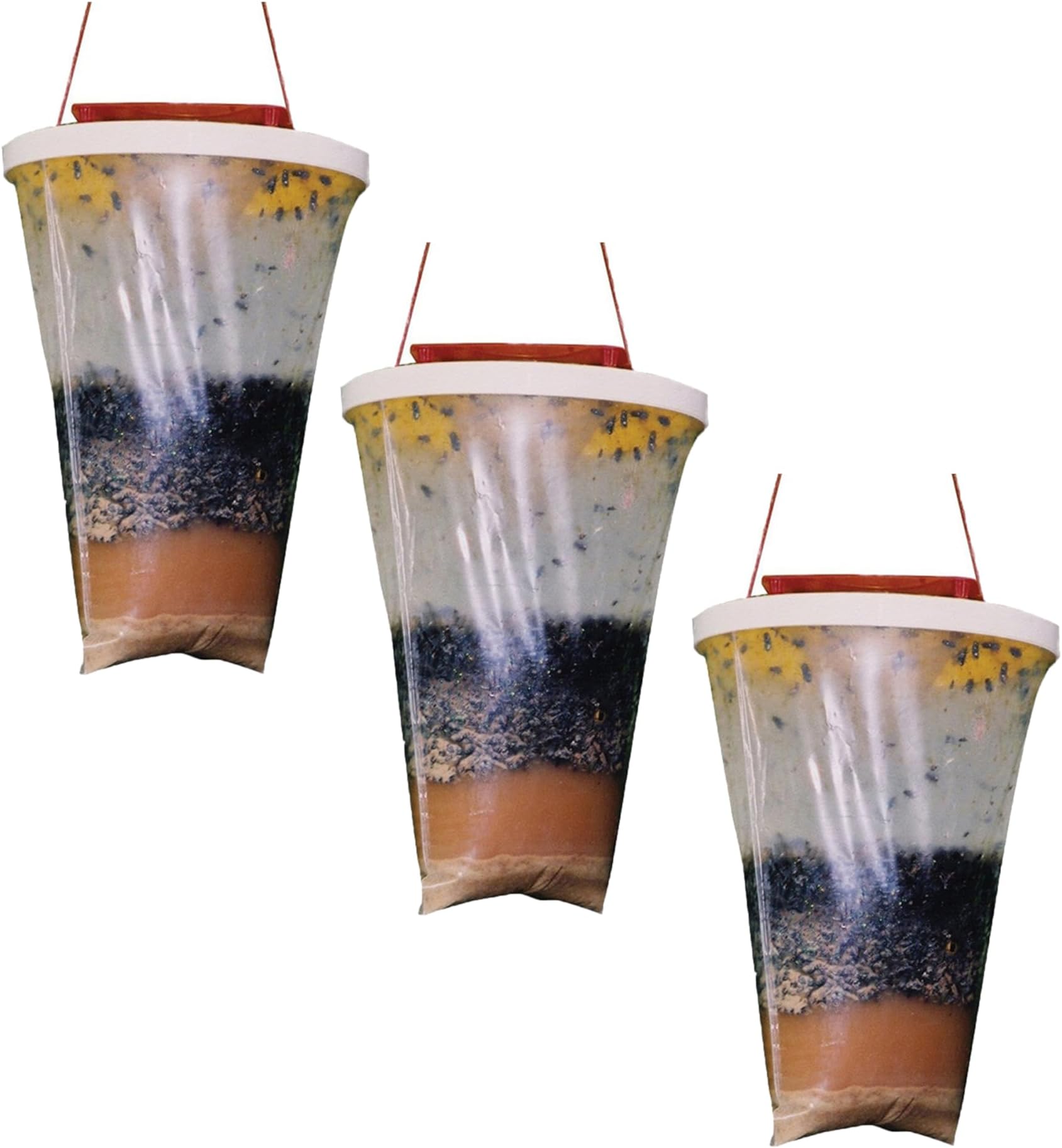 Fly Trap Bags, Hanging Fly Trap Bags, Fruit Fly Killer, Professional Trap Catches Flies, Insects and Bugs, Ranch Fly Trap with Bait for Outdoor, Gardens, Farms, Cattle farm, Horse Barn (3 Pack)