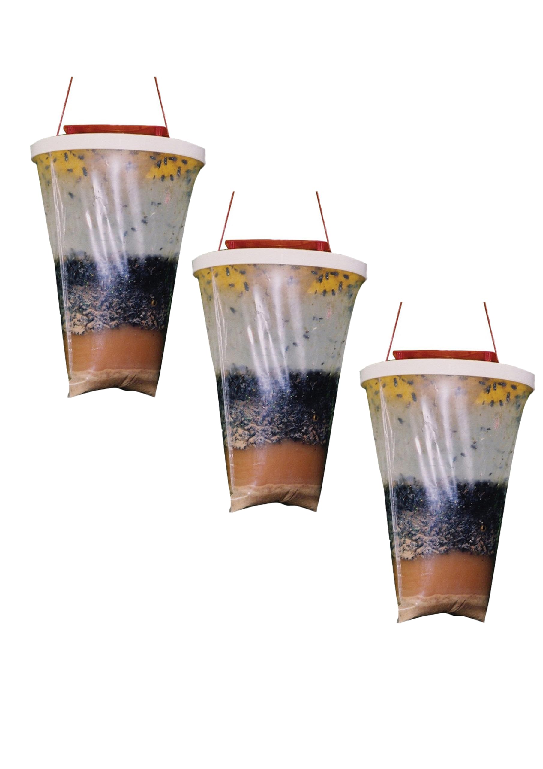 Fly Trap Bags, Hanging Fly Trap Bags, Fruit Fly Killer, Professional Trap Catches Flies, Insects and Bugs, Ranch Fly Trap with Bait for Outdoor, Gardens, Farms, Cattle farm, Horse Barn (3 Pack)