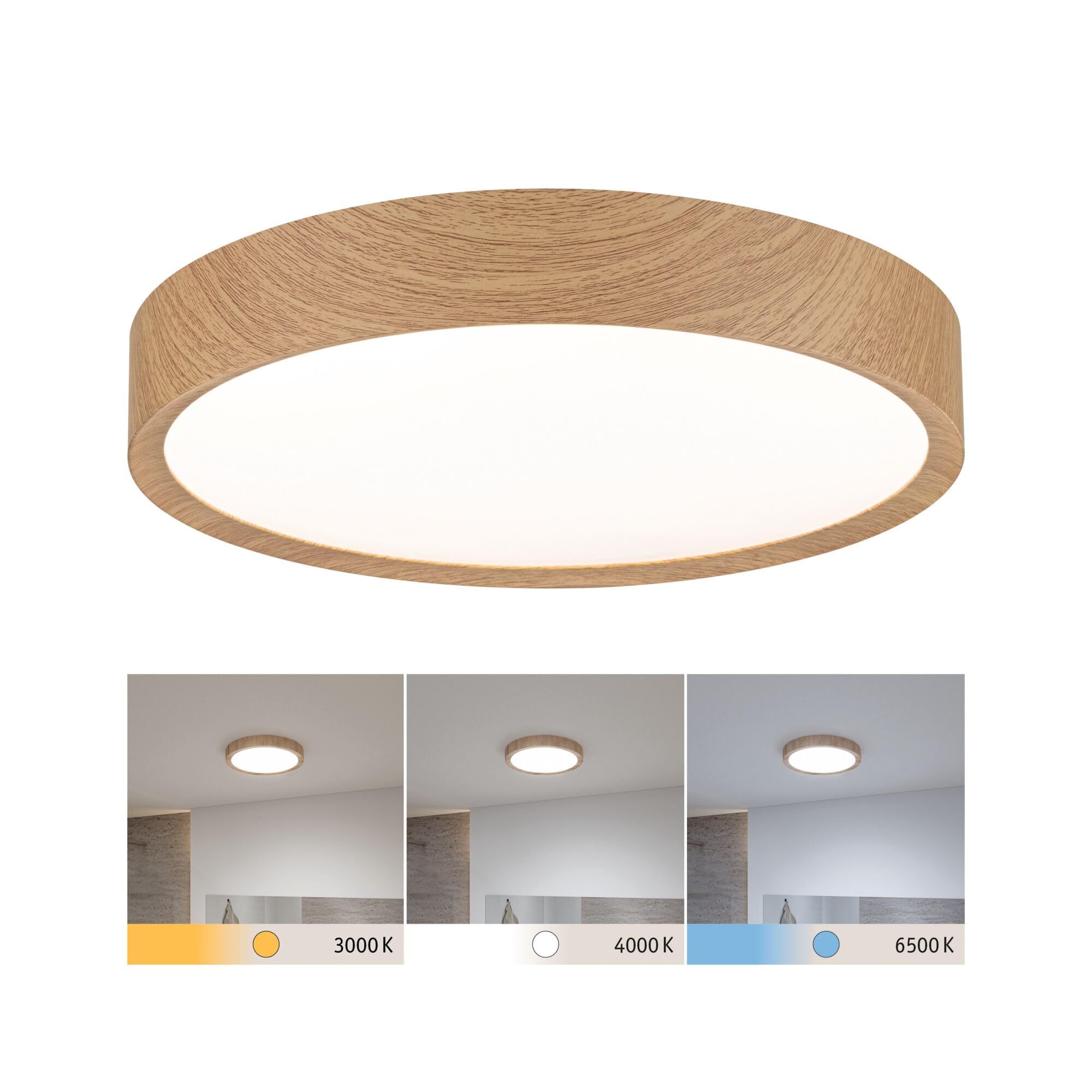 Paulmann 71085 LED Deckenleuchte Selection Bathroom Tega IP44 White Switch 1200lm 230V 22,5W Holzoptik Badleuchte Badleuchte