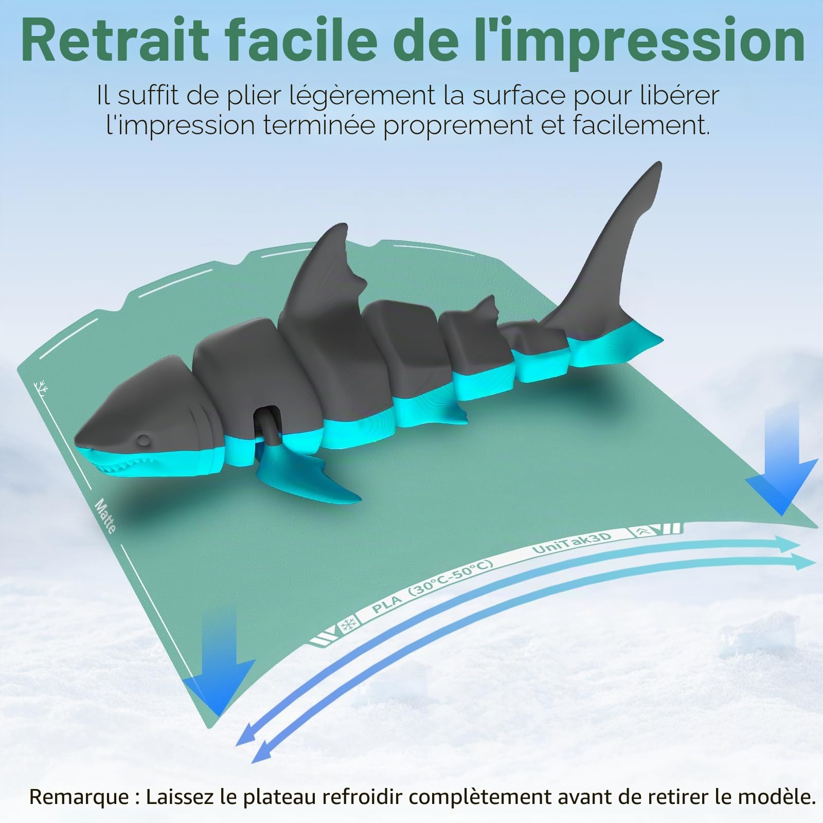 Plateau Froid 276x293mm Cold Plate Double Face Brillante & Mate, Surface Impression Basse Température Forte Adhérence, Compatible with Snapmaker U1 Imprimante 3D (Sans Colle)