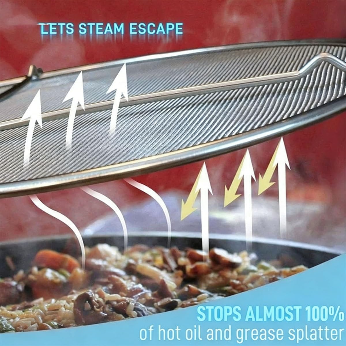 Screens Stainless Steel Fine Mesh Comfort Grip Handles Splatter Screen Frying Pan Grease Guard Oil Splatter Guard