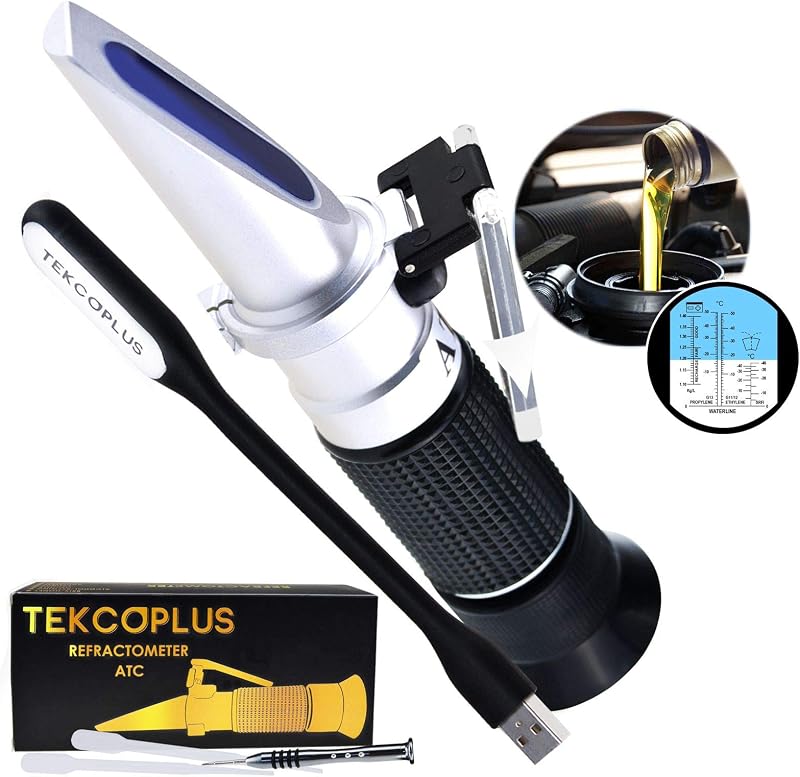 4-in-1 Antifreeze Refractometer, Coolant Refractometer with ATC for Checking Car Antifreeze System, Glycol, Battery Fluid, Propylene Ethylene, Windshield Fluid, Antifreeze Freezing Point