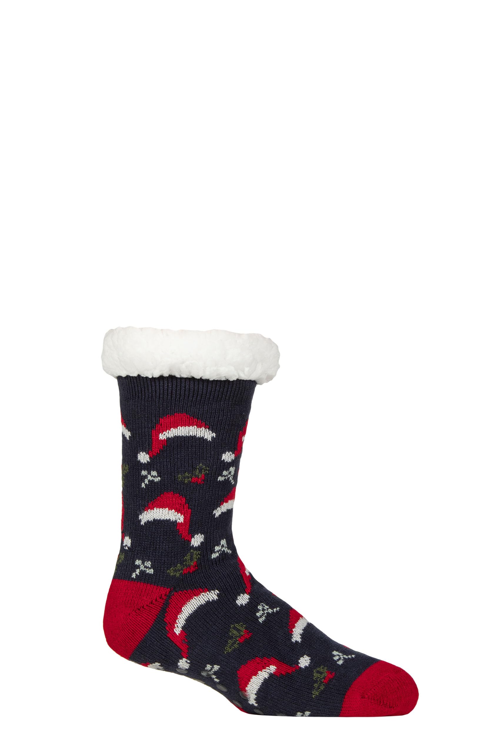 SOCKSHOP Wild Feet Men's Slipper Socks - Santa Patterned Gift Box - Navy - Size 7-11