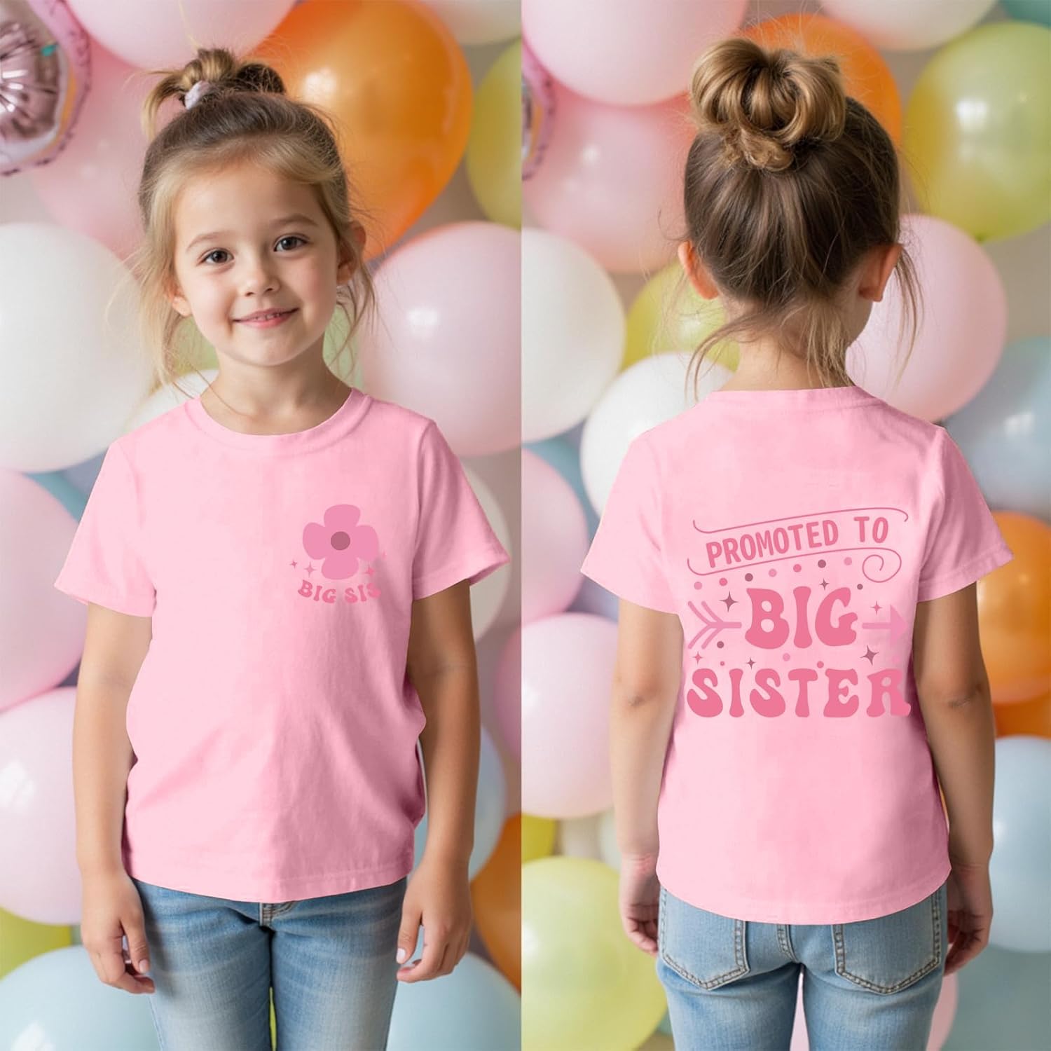 Promoted to Big Sister Shirts for Girls in My Big Sister Era Graphic T-Shirt Toddler Baby Girls Announcement for Girls - Image 4