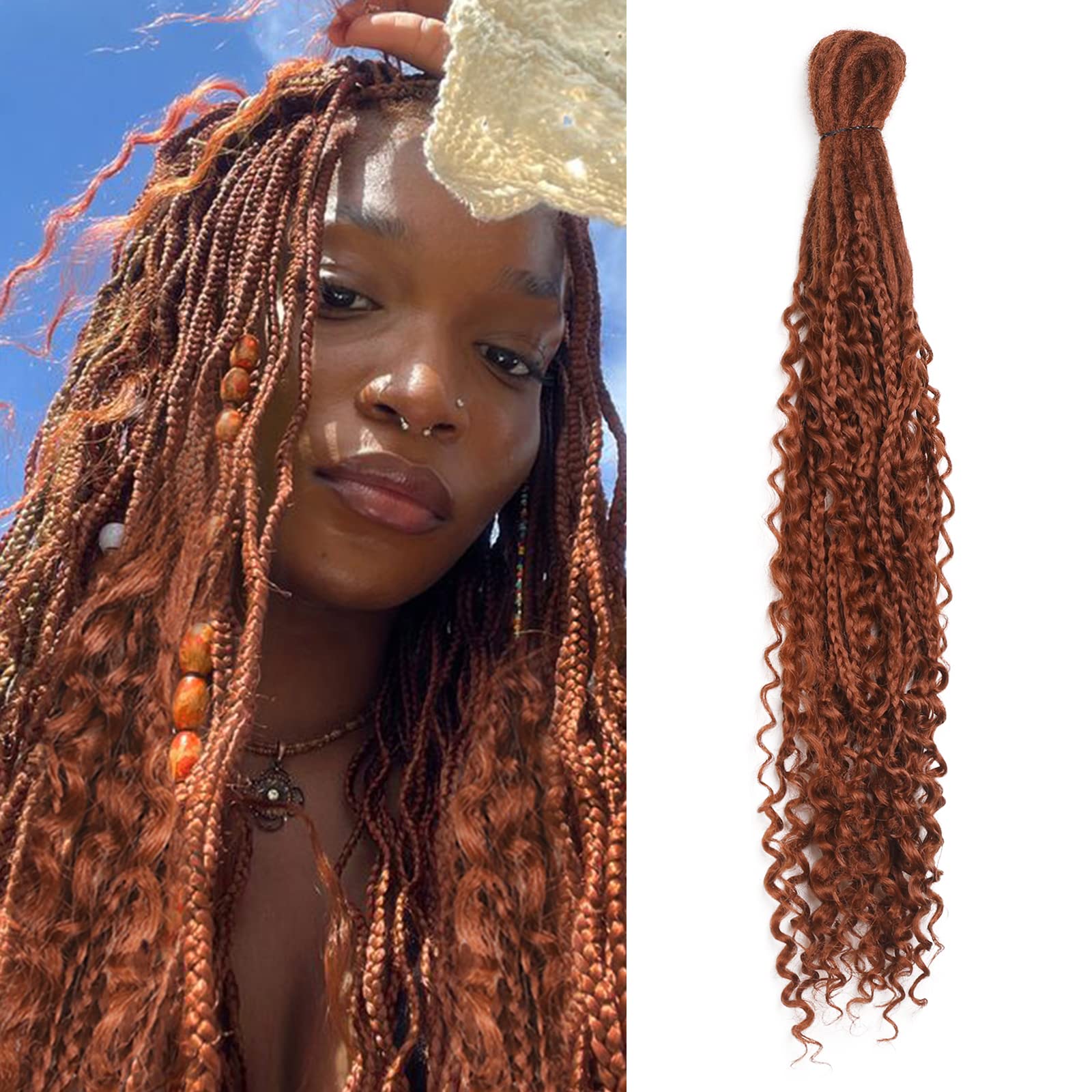 LADY MIRANDA 24 Inch Double Ended Dreadlock Extensions Natural Synthetic Dreadlock Extensions 10 Strands Bohemian Style DE Dreads Full Set Braid in Dreadlock Extensions Crochet Hair for Women
