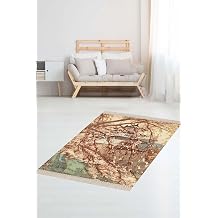 Ontheclouds Kahverengi A a  Dallar  Ve Ev Temal  Dijital Bask  Y kanabilir Modern Hal , 100 x 250
