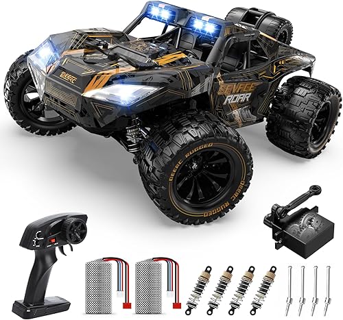 DEERC 114 Crawler RC Car, 48 Kph de alta velocidad RC camión con faros LED para niños Aldult, Offroad 4x4 2.4Ghz coche de control remoto, juguete