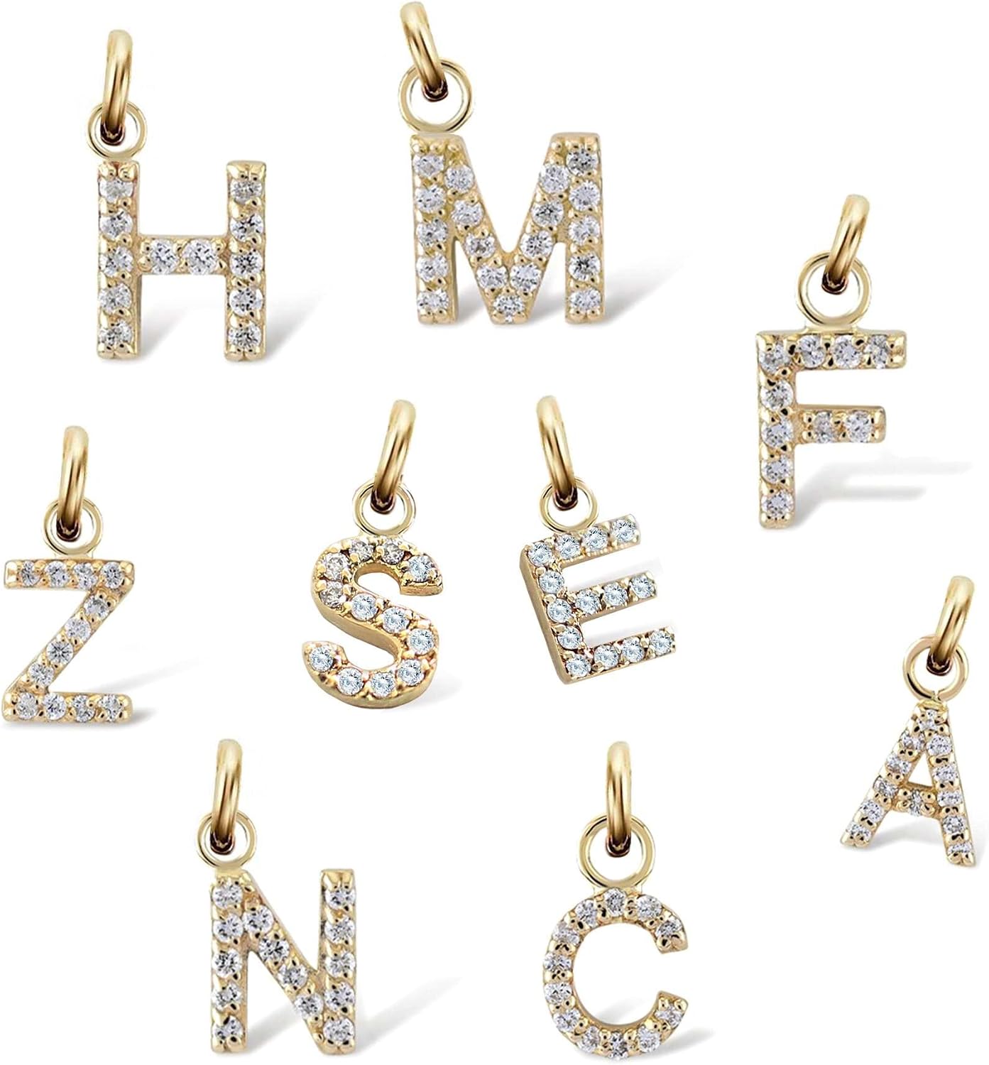 14k Gold Letter Birthstone Charm Necklace/Plain Gold Letter Pendant/Diamond Letter Pendant/Personalized Customized Dainty Gold Necklace Gift for Women