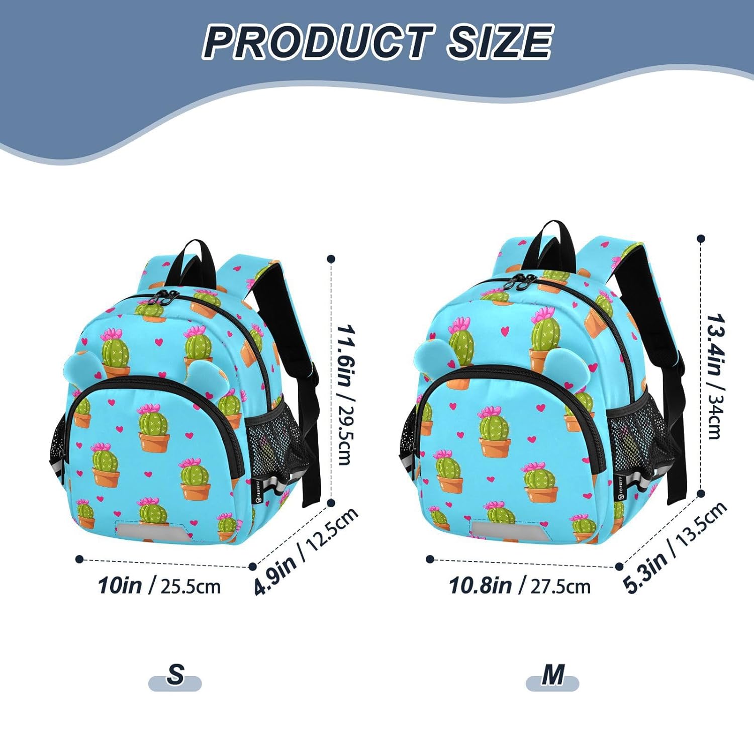 Flowering Cactus Heart Lightblue Toddler Harness Backpack for Boys Girls 3-6 Years Kids Backpack with Anti Lost Safety Leash Baby Harness Bookbag for Travel Walking Preschool