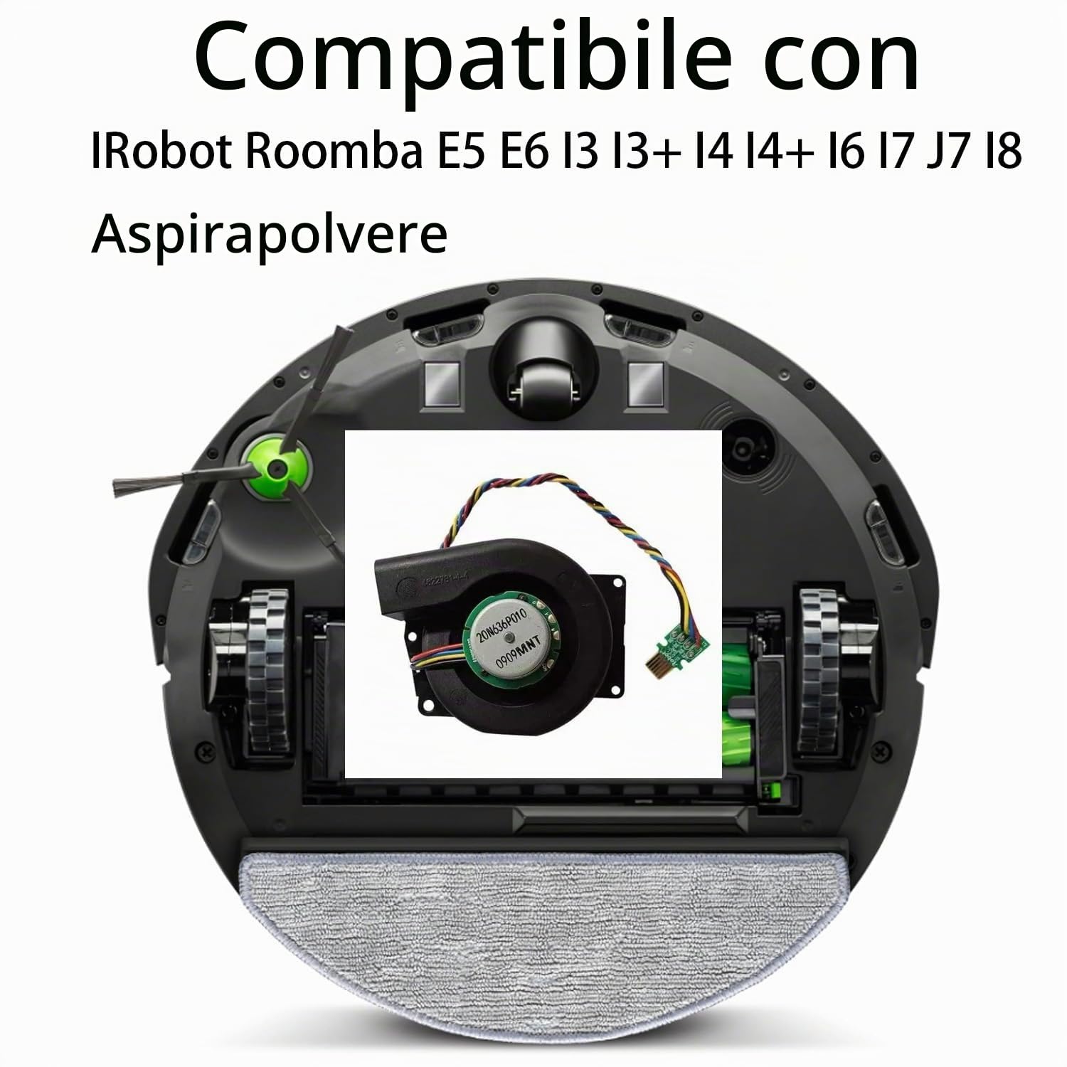 Motore del ventilatore di ventilazione del motore dell'aspirapolvere compatibile con IRobot Roomba E5 E6 I3 I3+ I4 I4+ I6 I7 I8 Motore del ventilatore di ventilazione dell'aspirapolvere, parte di
