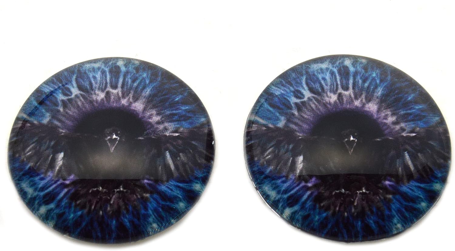 Dark Raven Blue and Purple Viking Glass Eyes Fantasy Cabochons Pair for Art Doll Parts, Sculpture, Jewelry Making, Taxidermy, Raven, Flatback Dome Fantasy Pendant (60mm)
