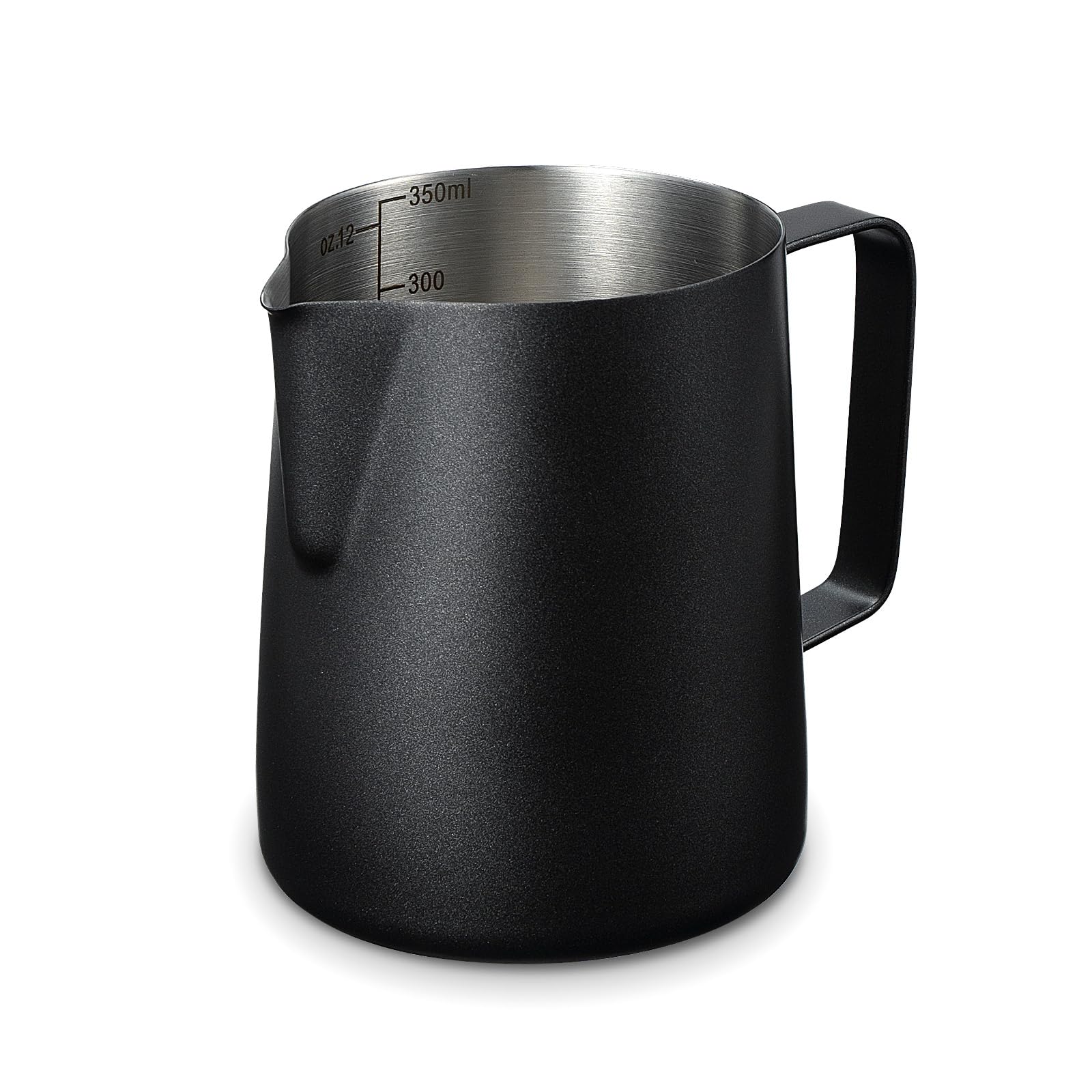 HOMEE Milk Frothing Pitcher,Espresso Steaming Pitcher Stainless Steel 12oz,Milk Frothing Jug With V-shaped Spout and Teflon Coating,Barista Tool Milk Steam Pitcher for Kitchen Bar, Latte Art