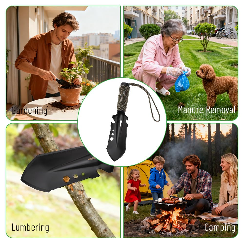 Paletta giardinaggio, 9 in 1 Paletta da giardinaggio multiuso ultraleggera, Con borsa da trasporto impermeabile, Adatta per campeggio all'aperto, giardinaggio, attività in spiaggia