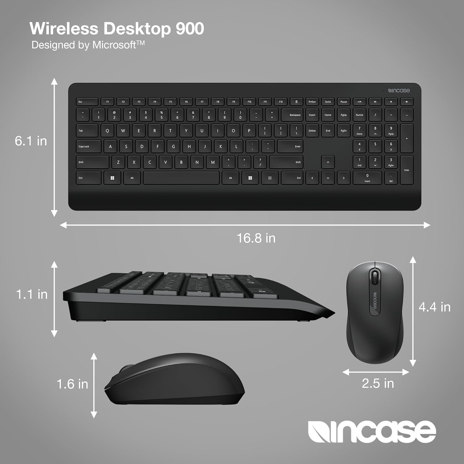 Dimensions of Incase Wireless Desktop 900 Keyboard and Mouse