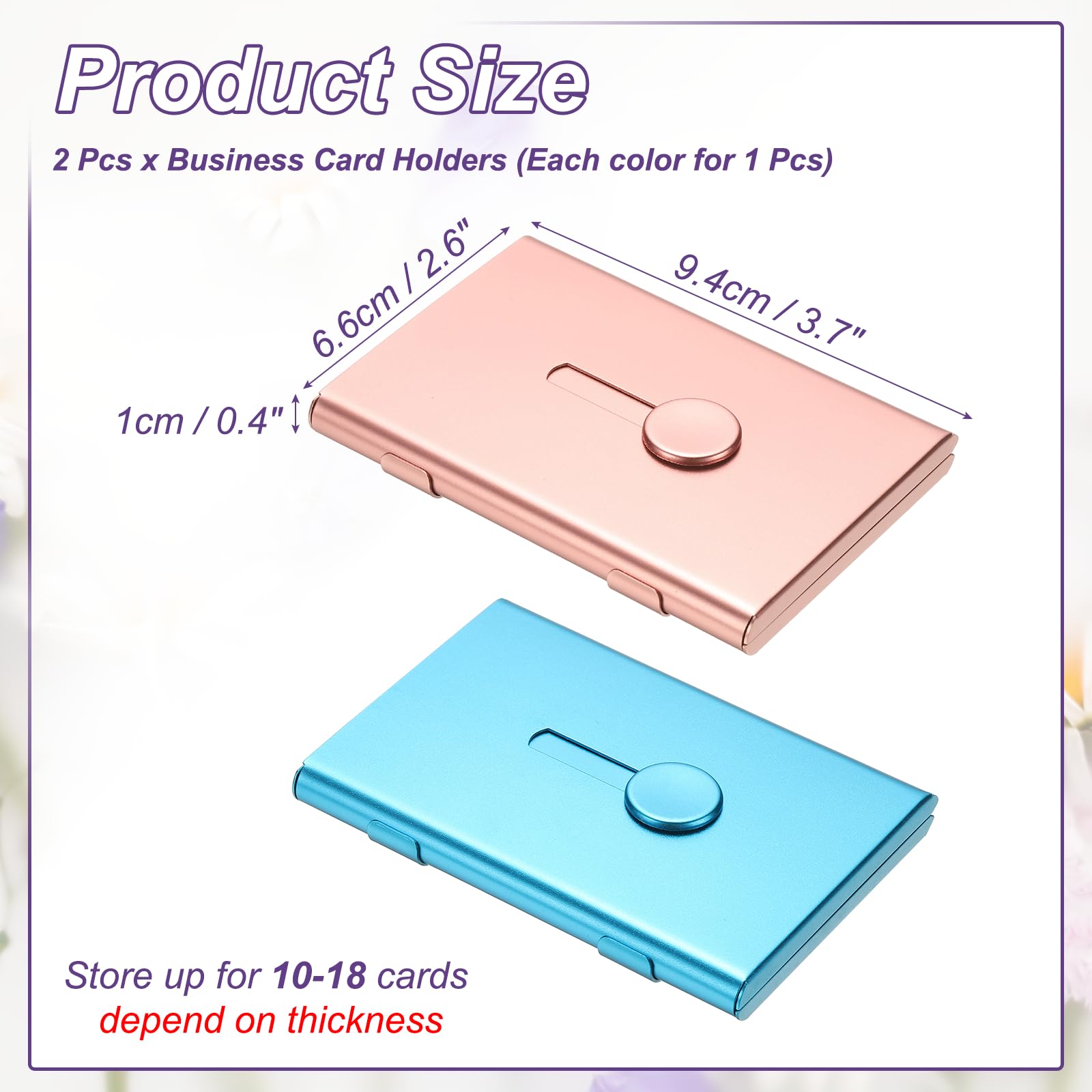 PATIKIL 2Pcs Porta Biglietti Da Visita Elettronico A Scomparsa, Custodia Portatile Per Carte Di Credito E ID In Lega Di Alluminio Per Uomini E Donne (Blu/Rosa Oro)