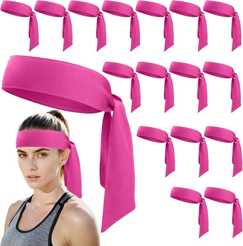 ONUPGO 18Pcs Head Ties for Men Women, Adjustable Headbands Sports Sweatband Ninja Ties Head Band, Sweat Wicking Workout Headband for Sports, Running, Tennis, Yoga, Soccer, Karate