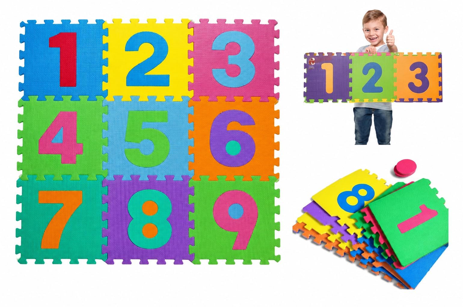 Interlocking Foam Play Mat Tiles for Kids | Soft EVA Floor Puzzle Mats with Letters & Numbers | Educational Baby & Toddler Crawling Play Area | Non-Slip Nursery & Playroom Flooring (Numeric)
