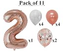 AMFIN® (Pack of 11) 32 Inch 2 Number Rose Gold Foil Balloon Combo with Confetti & Metallic Balloons Bouquet for 2nd Birthday Girl Party Decorations/Wedding Anniversary Decoration Items - Rosegold gallery image