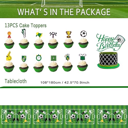 Miniatura 3 de Juego de decoraciones de fiesta de cumpleaños de fútbol para niños, decoraciones de fiesta temática de fútbol, globos de fútbol, telón de fondo de