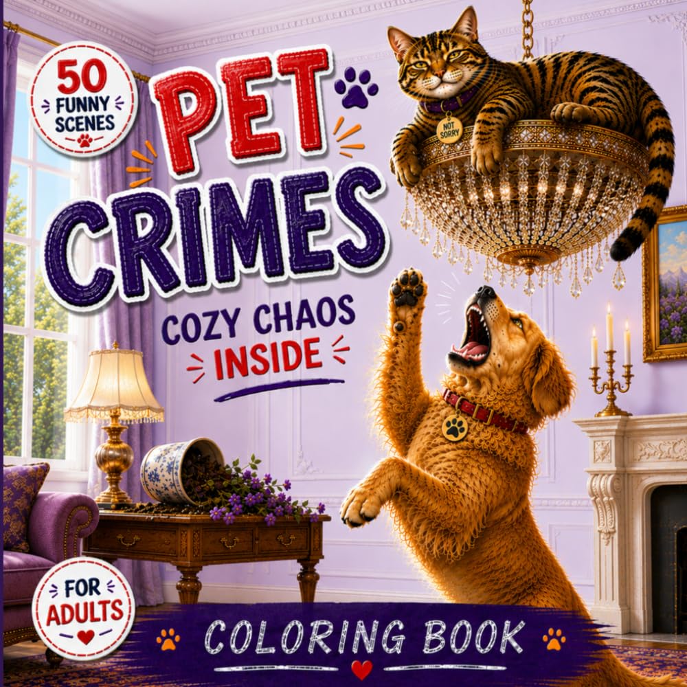 PET CRIMES: A Naughty Animal Coloring Book for Adults (Cozy Chaos Inside)