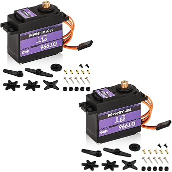 15 kg Digital Servo with High Torque Metal Gearbox RC Servo Motor 6 V 180  for RC Car 1/10 1/8 Aircraft Boat Robot Helicopter [Pack of 2]