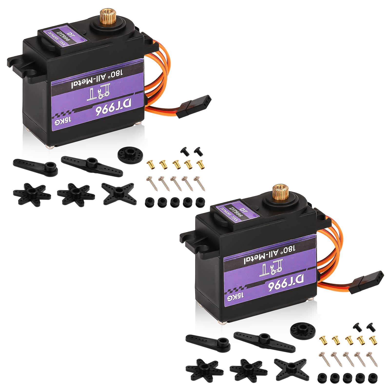 15kg Digital Servo mit Hohem Drehmoment Metallgetriebe RC Servomotor,6V,180°,für RC Car 1/10 1/8 Aircraft Boat Robot Helicopter[2PCS]