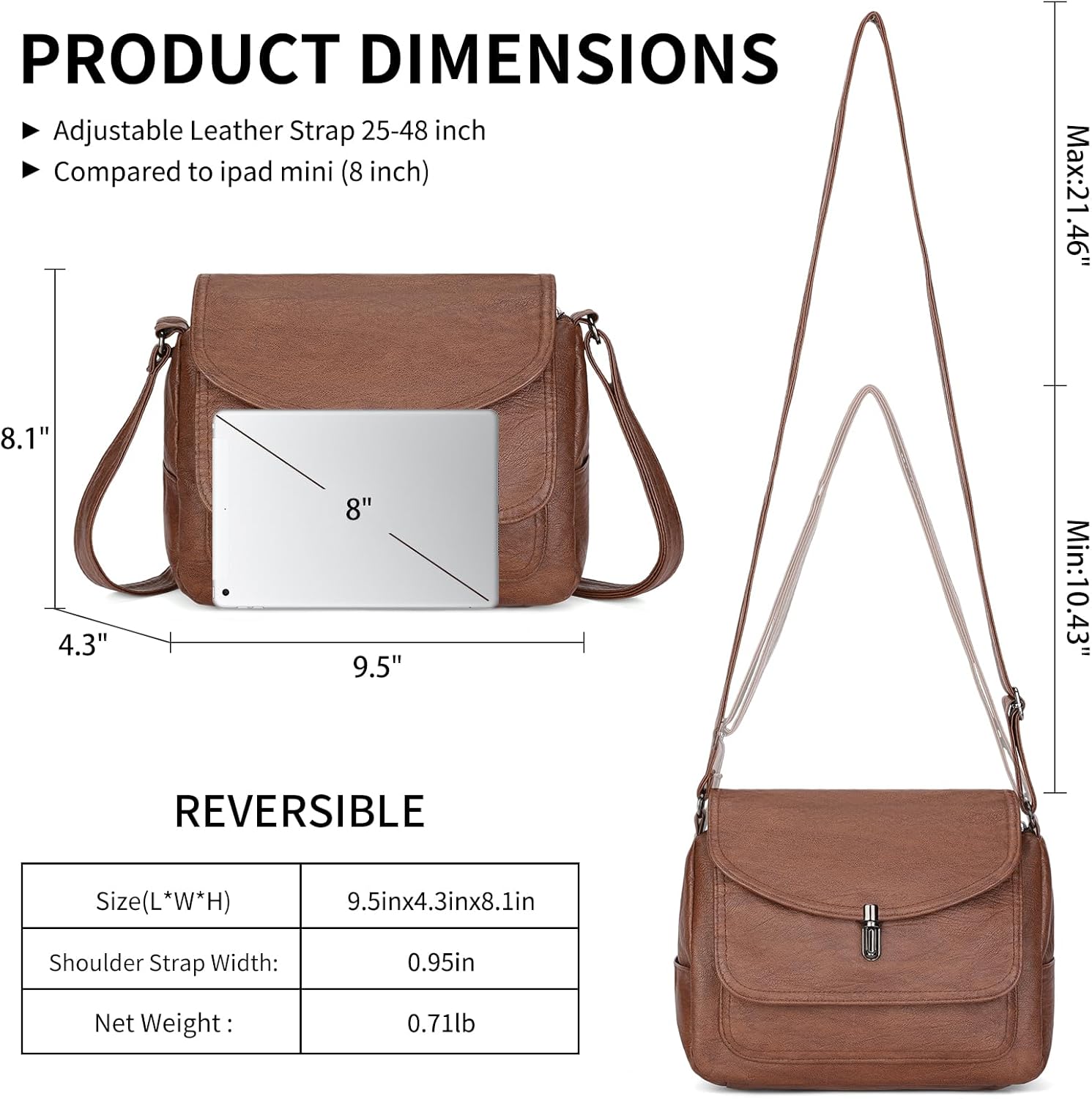 SENDEFN Crossbody Bags for Women, Soft Leather Crossbody Handbags Purses with Zipper Closure