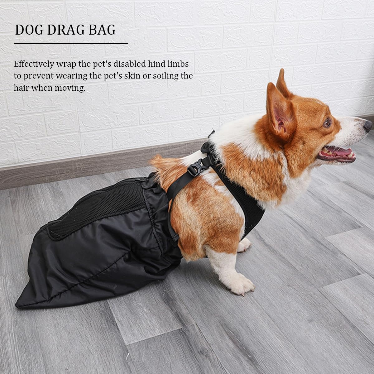 Dog Drag Bag, Paralyzed Pets Drag Bag for Back Legs, Indoor Dog Wheelchair Alternative for Protecting The Chest and Limbs of Disabled Cats and Dogs|Black (XXL)