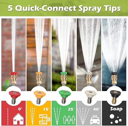 Miniatura 2 de Lavadora de energía eléctrica, Max.4000PSI 2.8GPM Lavadora a presión con pistola pulverizadora, 5 boquillas adaptadoras, tanque de jabón para