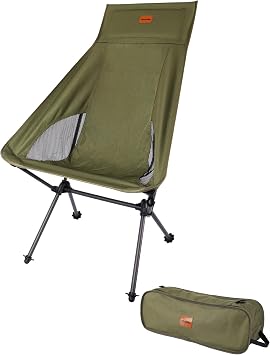 High Back Camping Chair, Carbon Fiber Frame 2.7 lbs Lightweight | ultralight camping chair carbon fiber frame portable ultra light support up to 330 lbs 600D Oxford fabric easy to clean