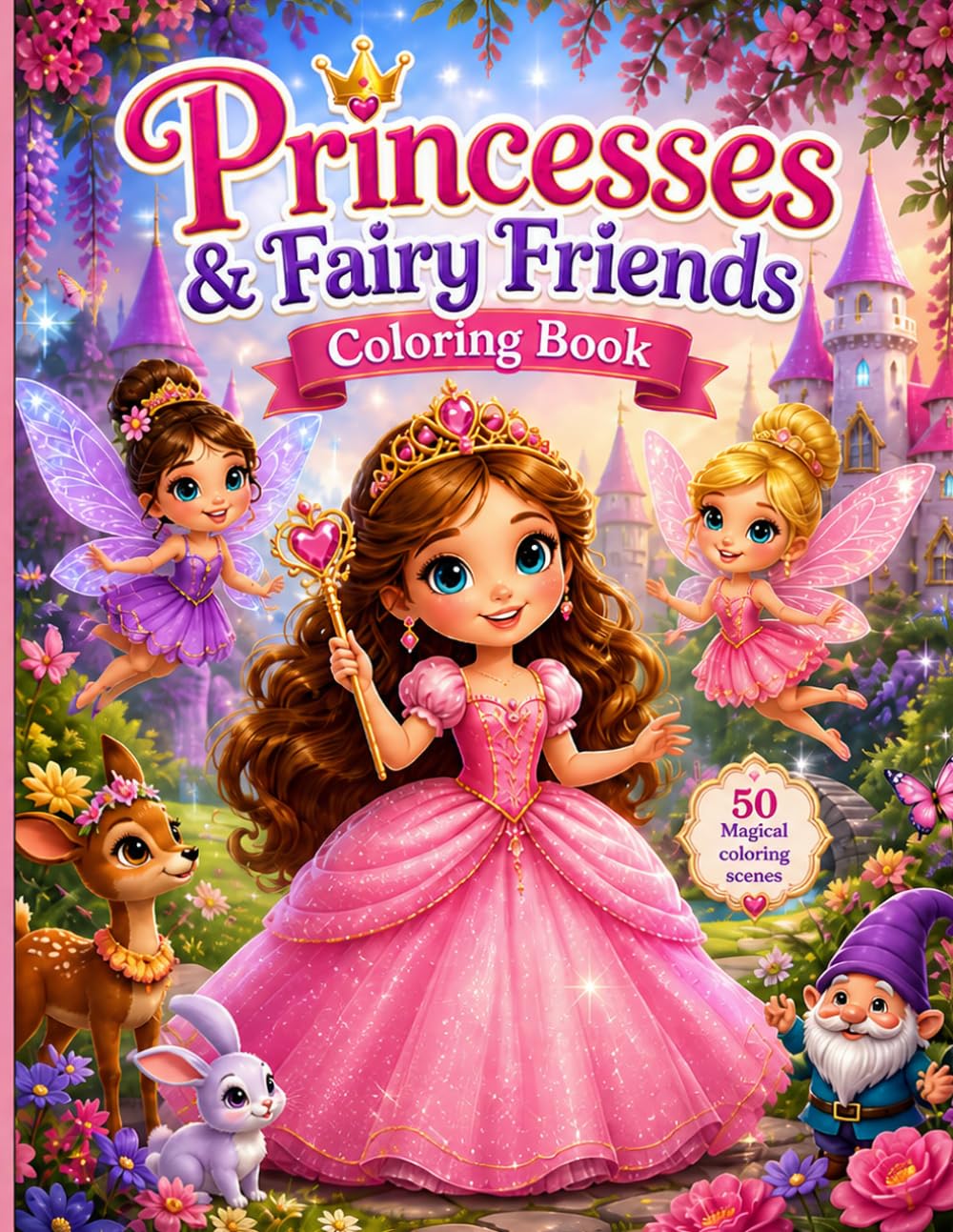 Princesses & Fairy Friends Coloring Book: Cute Princesses, Fairies, Animals and Magical Adventures Color book, kids