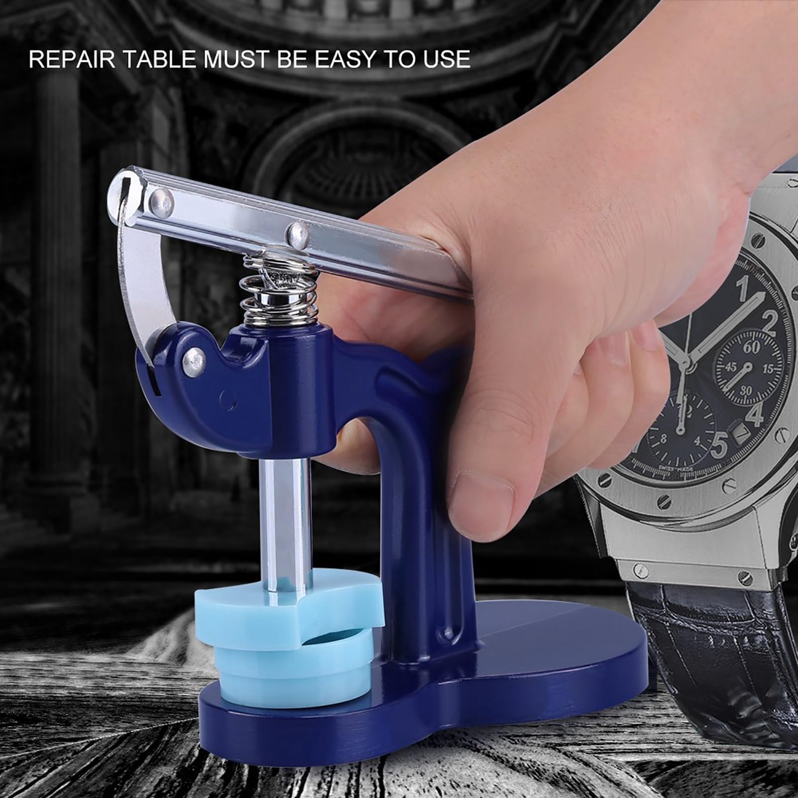 Presse à boîtier de Montre, kit d'outils de réparation de Montre, Presse à Fond de boîtier de Montre avec 12 moules, Assemblage de Verre, kit de réparation d'horloger pour la répar