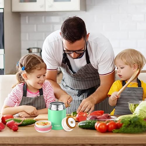 Miniatura 5 de FEWOO Termos de comida, contenedor aislado de 20 onzas para almuerzo y sopa para alimentos fríos y calientes, para niños y adultos, tarro de