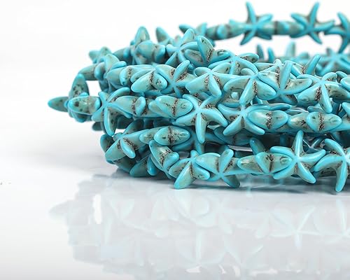 Miniatura 4 de 35-38 cuentas de estrella de mar, cuentas espaciadoras para hacer joyas, pulseras, collares, bricolaje (azul)
