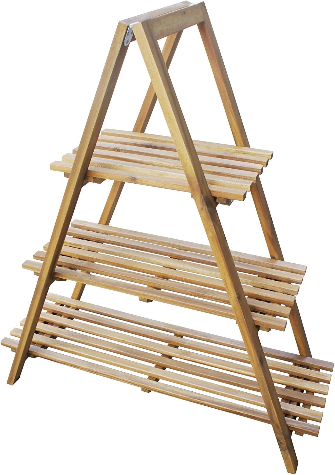 Amayo Home Solid Acacia Wood A Shaped Ladder Bathroom Shelf & Plant Shelf. Multi Use Storage Standing Storage Unit. No Assemble. Perfect for Both Indoor and Outdoor