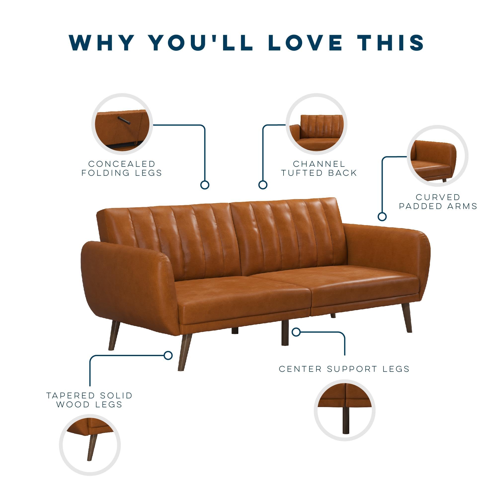 Amazon.com: Novogratz Brittany Futon Sofa Bed and Couch Sleeper