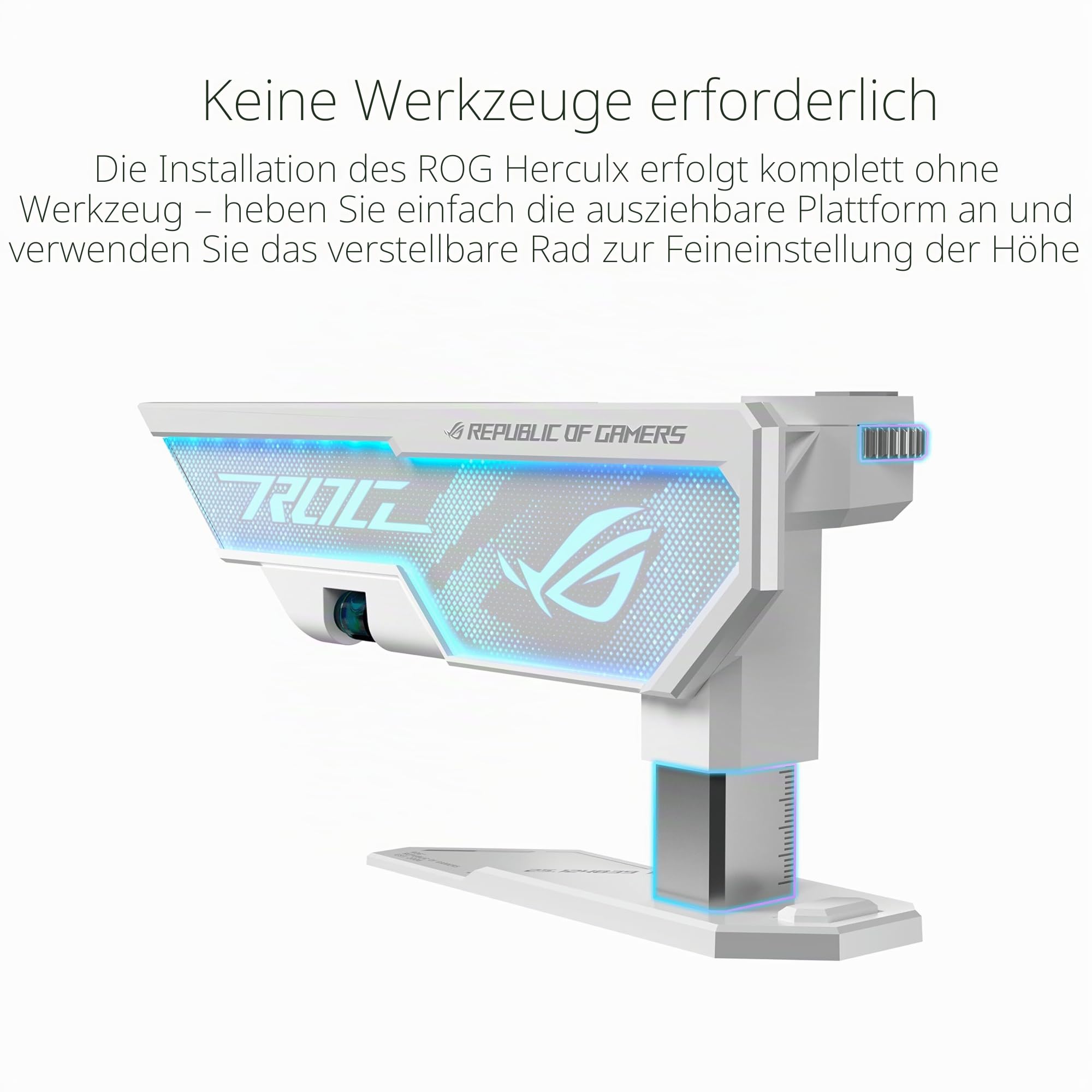 ASUS ROG Herculx Grafikkartenhalter weiß (Stützhöhe 72-128 mm, integriertes 3D-ARGB-Element, Aura Sync, inkl. Wasserwaage, weiß)