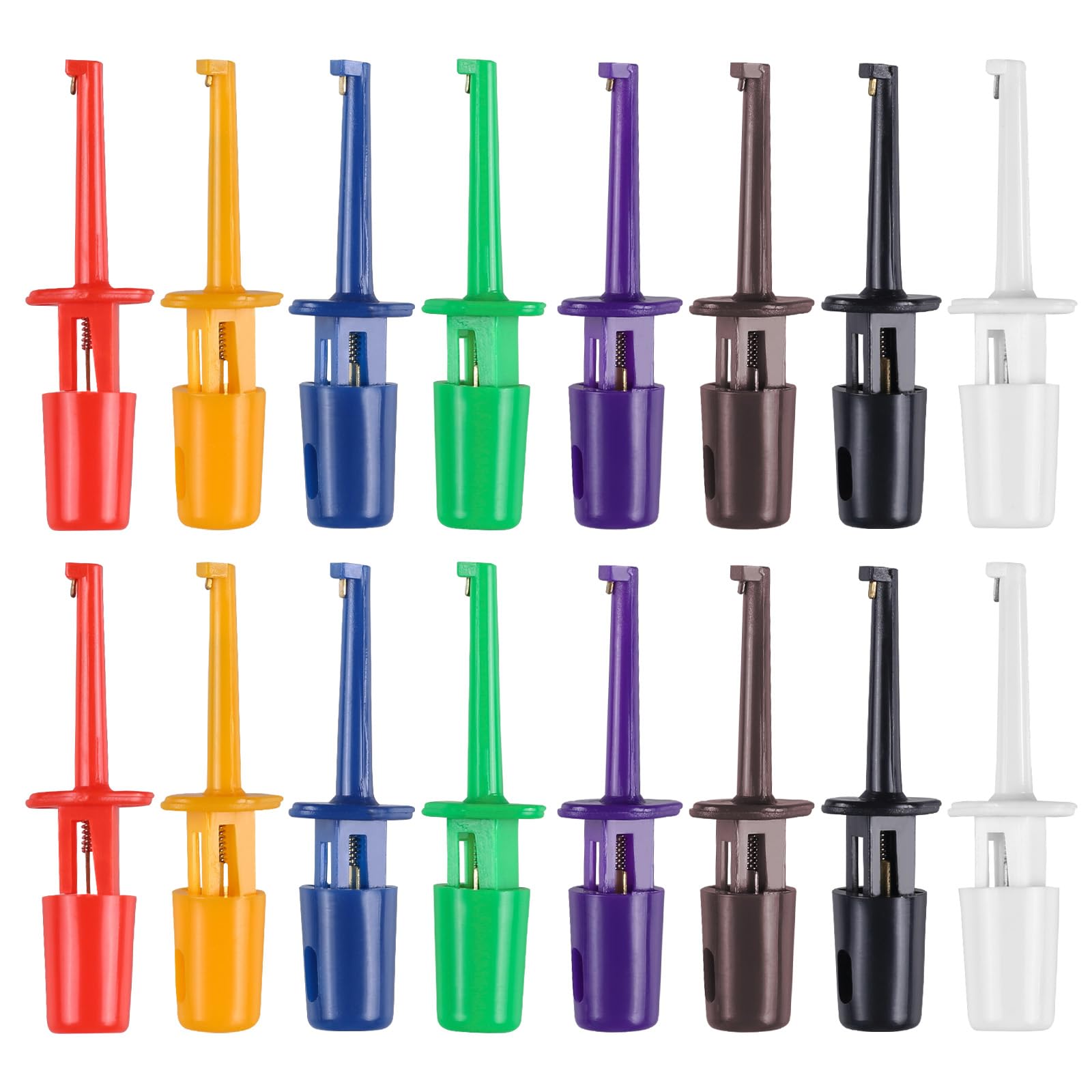 DONGKER Lot De 16 Pinces à Mouches Pour Attacher Leurs Leurres, 8 Couleurs, Acier Inoxydable/ABS, Design Ressort, Pêche Polyvalente