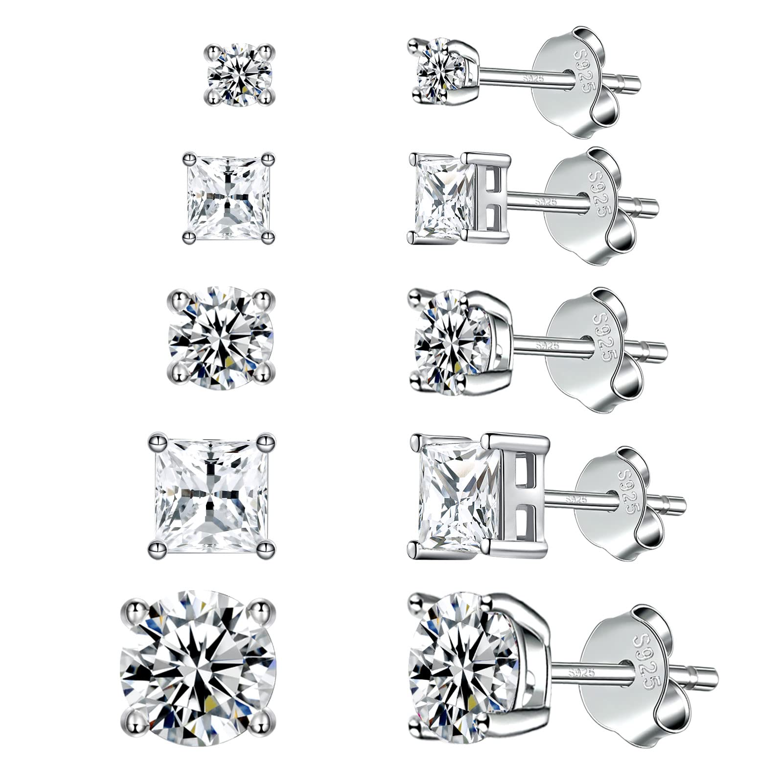 Juicfru925 Sterling Silver Stud Earrings Set Hypoallergenic